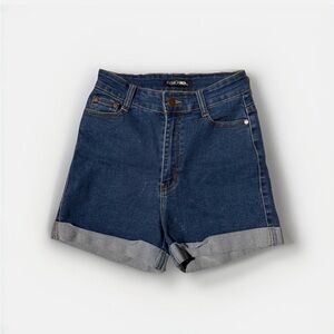 Fashion Nova Women's High Rise Denim Shorts 7/8